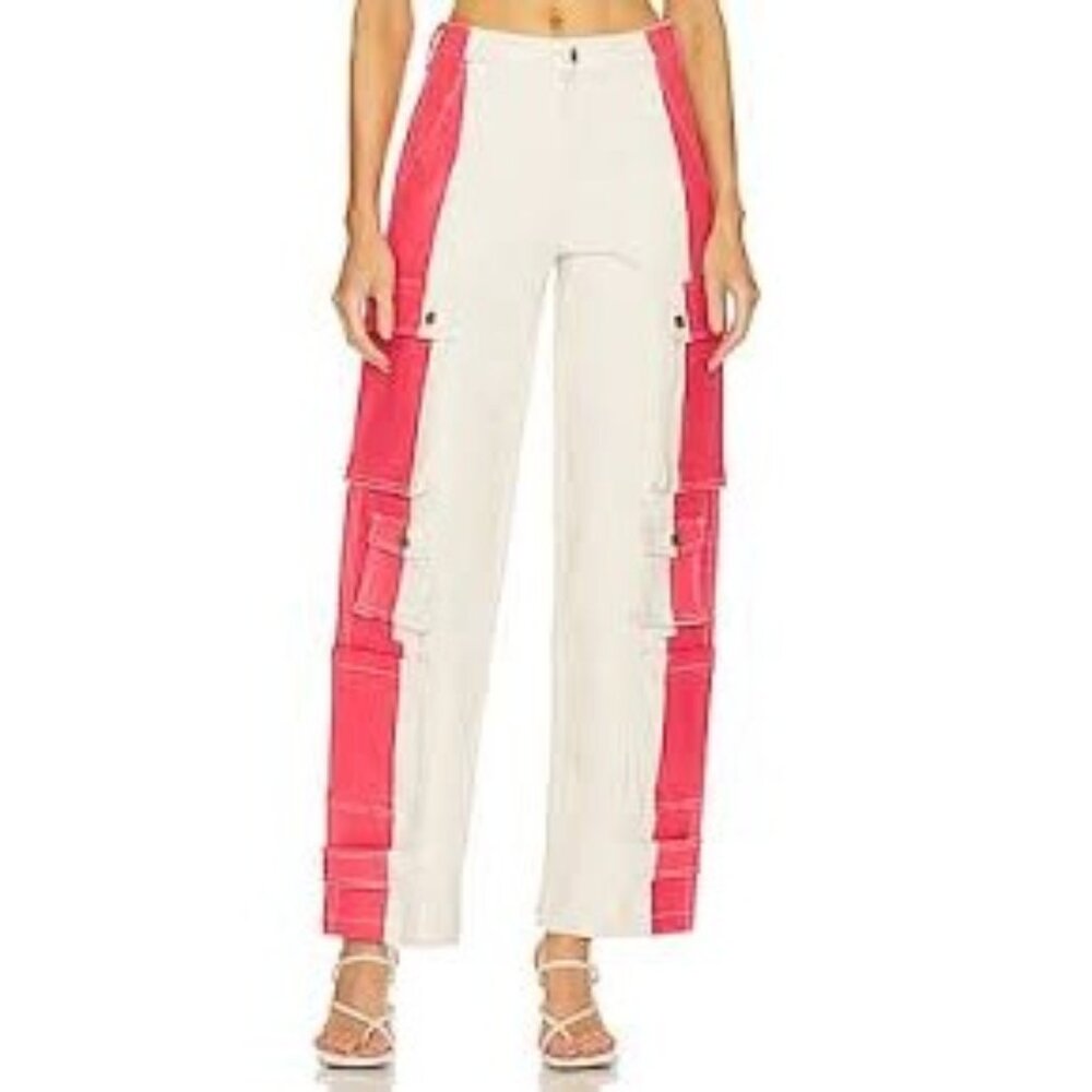 Simon Miller Campo Cargo Pant Colorblock Cherry Women's 24 NWT $395